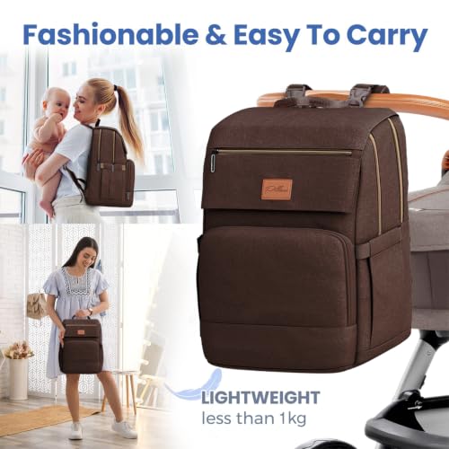 Baby Diaper Bag Backpack - Large Bag for Boys & Girls, Waterproof Diaper Backpack - Travel Diaper Bags w/Changing Pad, Baby Registry Search & Shower Gifts - Essentials Must Haves Newborn Stuff - color: S. Brown, style: Classic