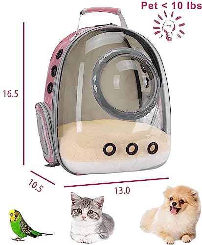 Pet Carrier Backpack for Kitten, Small Puppy and Bunny, Backpack for Kitten, Space Capsule Bubble Cat Backpack Carrier, Airline Approved Waterproof Green Pet Backpack for Small Dog (Pink) - color: Pink