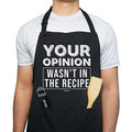 VAGAVY 100% Cotton, Black Funny Aprons for Men, Dad, Husband - Birthday, Father’s Day Grilling Gifts for Papa, Husband. - color: Your Opinion Wasn't in the Recipe - Black