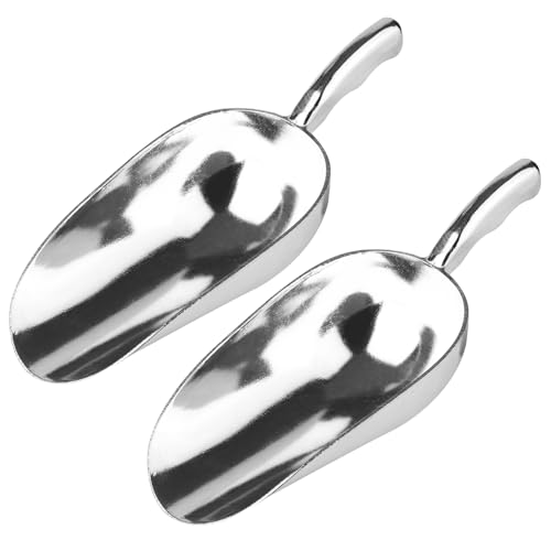 12 Oz Cast Aluminum Bar Ice Scoop Suitable for wedding, buffet (Silver-2pc) - color: Silver-2pc