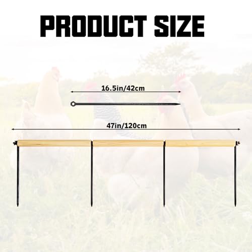 Chicken Toys,Extra Long Chicken Perch Toys,Woodern Chickens Roosts and Perches Stand Training Perch for Poultry Rooster Chicks Large Bird Chicks Parrot, 44.88” Long (Natural Wood Color)