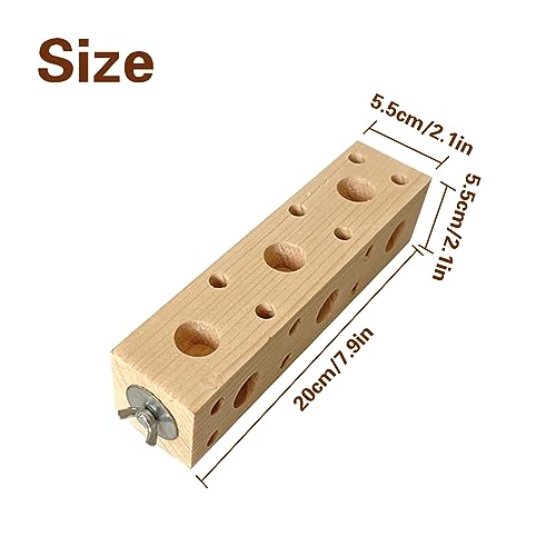 Bird Wooden Block Chewing & Foraging Training Toys for Small Animals - Shredding & Biting Wooden Bird Cage Accessories & Teething Toys for Lovebirds, Parakeets & Cockatiels - size: L