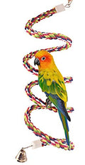 Bird Rope Perch Parakeet Toys, Spiral Cockatiel Toy, 63" Bird Bungee Rope Perches, Cage Accessories