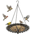 Topadorn Hanging Bird Feeder Tray, Sunflower Platform Feeder for Outside | Outdoor Bird Feeder Tray for Wild Birds, Metal Seed and Water Dish with Hanging Chains and S-Hook for Garden and Patio