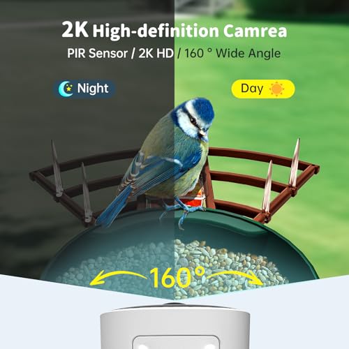 Smart Bird Feeder with Camera Solar Powered & AI Bi rd Identification, 2.4Ghz WiFi Bird feeders for Outdoors, 2K Live Video, Instant Arrival Alerts - Dark red-Green - color: Dark red-Green