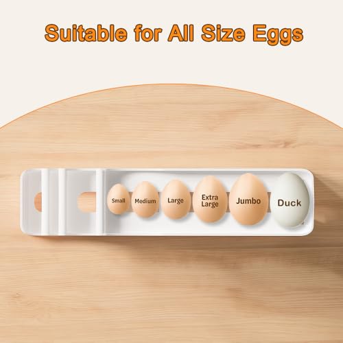 Egg Holder for Fridge, 4 Tiers, Egg Roller for Eggs 24 Count | Auto Rolling Egg Storage Organizer for Refrigerator, Slim Space Saving Container, Dispenser - size: 4 Tiers