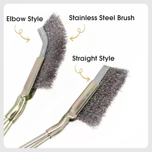 QBLEEV 3 Pack Bird Cage Brush, Long Handle Poop Off Birdcage Cleaner Brush | Wooden & stainless steel bird cage cleaning brushes set, universal cage scraper, durable parrot poop remover accessories