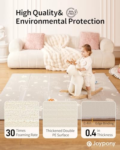 Joypony Baby Play Mat, 47 x 47 Inch Foldable Play Mats for Babies and Toddlers, Waterproof & Anti-Slip Portable Baby Floor Mat for Playpen with Travel Bag. - size: 47x47x0.4 Inch