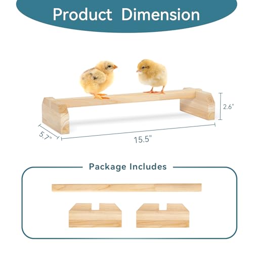 PETSFIT Baby Chick Roosting Bar, Anti-Rotation, Solid Wood, for Brooder | Fits Chicks and Small Birds, Thickened Wooden Perch, Safe for Brooder and Coop, Easy to Assemble and Clean, Non-Toxic Wood
