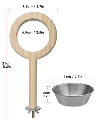 KATUMO Bird Perch Feeding Cup Birds Platform Parrot Wood Perch Stand Toy Cage Accessory for Parakeet Lovebird Cockatiel Conure Budgie Small Parrots (L Perch (Pack of 2))