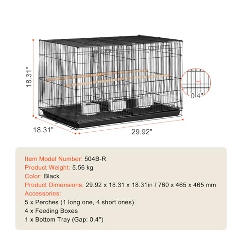 Happybuy 30-Inch Flight Bird Cage, Stackable Divided Cage for Parrots, Parakeets, Canaries, Cockatiels, Lovebirds, Finches, Budgies, Conures, and Macaws, Pet Travel Birdcage with Handle