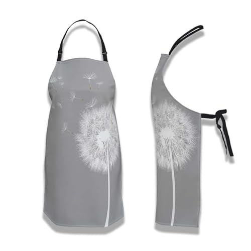Cooking Apron for Women Dandelion Kitchen Aprons for Men for Kitchen Restaurant BBQ Painting Crafting Gardening 27” (W) x 31” (H), Waterproof Apron - color: Dandelion