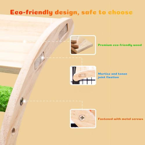 Bird Perch Stand for Beak Grinding and Claw Trimming - Anti-Slip Colorful Climbing Ladder - Natural Wood and Resin Bird Cage Accessories for Parrot Parakeets Lovebird Budgies Cockatiels Conures