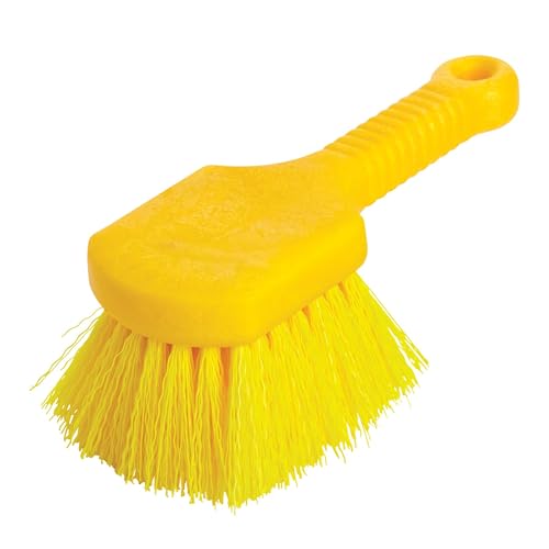 Rubbermaid Commercial 8" Utility Scrub Brush Plastic Handle Synthetic Bristles Cleaning Multi Purpose Heavy Duty Outdoor Wheels and Tires - size: Single Pack