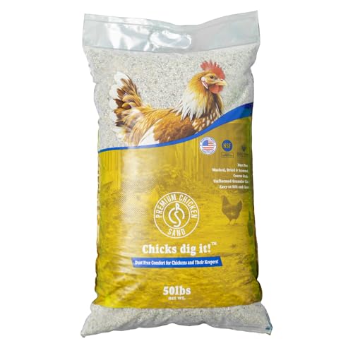 Premium Chicken Sand 50 lbs – Dust-Free, Odor-Control Bedding for Chicken Coops, Nesting Boxes, and Runs – Natural Poultry Litter - size: 1 Pack