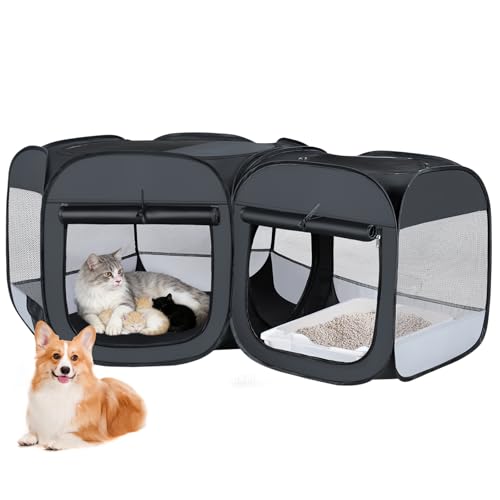 Kitten Cat Playpen, Cat Cage Indoor, Cat Tent, Cat Crates for Indoor Cats-M | 2 in 1 Cat Play Pen, Collapsible Cat Cage Crate for Indoor Cats, Independently Usable Cat Tents, Cat Enclosure Kitten Playpen - size: M(60.6*23.6 in)