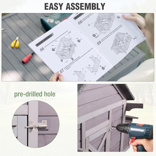 68.1" Extra Large Chicken Coop with Super Large Wheels, Mobile Hen House Poultry Cage with Strong Iron Frame, Outdoor Chicken House with 4 Nesting Boxes, 4 Perches for 6-8 Chickens