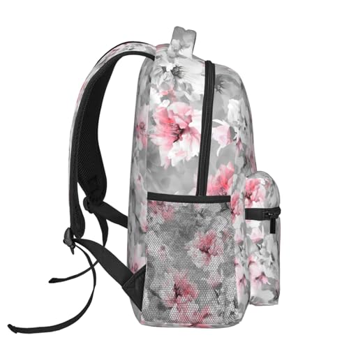 Watercolor Blossom Casual Backpack, Lightweight Laptop Bag Daypack, Pink Flower Backpacks for Women Men Teens Students, Elegant Floral Polyester Bookbag Gifts for School Work Travel Hiking - color: Blossom