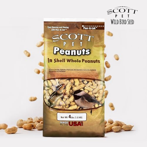 Scott Pet Wild Bird Seed, Whole Peanuts, 4 Lb Bag | A high-energy seed blend for outside wild birds that works with all feeder types