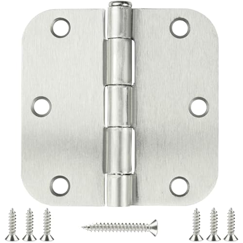 TDCHINGES Residential Brushed Nickel Door Hinges 3.5" X 3 1/2" 5/8" Radius | 18 Pack Round No Squeak Exterior Interior Standard Bifold Hollow Core Wooden Doors Office Bedroom Study Rental Home Hardware - color: Satin Nickel, size: 18 Pack