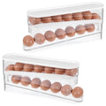 2 Pack Egg Dispenser for Refrigerator 4 Floors Eggs Holder for Fridges | Auto Rolling Fridge Egg Carton,14 Grid Space Saving Clear Eggs Storage Box,Rolls Stackable Container, with Lid for Kitchen