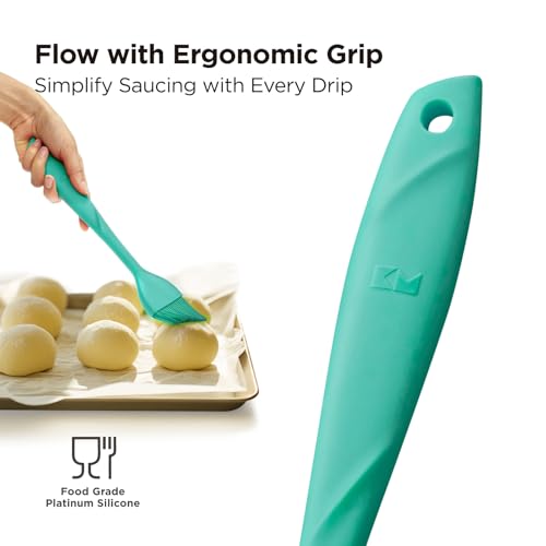 Kitchen Mama WaltzGrip Platinum Silicone Basting Pastry Brush, Teal | Heat-Resistant, For Cooking, Baking, Grilling, Spreading Oil or Butter, Dishwasher-Safe - color: Teal