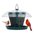Kingsyard Rain-Resistant Metal Mesh Bird Feeder for Outdoor Hanging | Large Clear Dome, Top-Fill Design, Weather-Resistant Metal, Dual Mesh for Different Seeds, Easy to Clean - color: Green