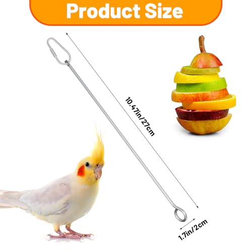3 Pcs Bird Cage Food Holder Parrot, Stainless Steel Parrot Fruit Vegetable Stick Holders, Bird Food Treats Skewer, Birds Cage Feeder Foraging Toy Hanging Rodent Toy for Parakeet Budgie Macaw9.13inches
