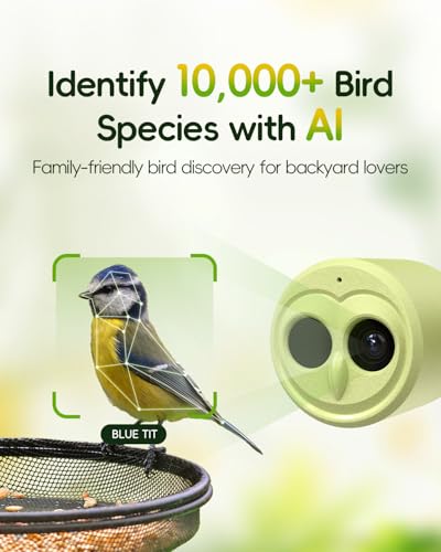 Hibird 4K HD Smart Bird Feeder Camera Solar Powered, 2.4G/5G Dual WiFi Wireless Outdoor, 6X Slow Motion Auto Bird Video Capture, Instant Notifications, AI Identify 10000+ Species for Everyone