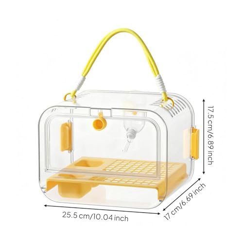 Cage Portable Pet Carrier Parrot Cage Mobile Aviary Lightweight Transparent with Handle and Ventilation Suitable for Travel Home Outings, Yellow - color: Yellow