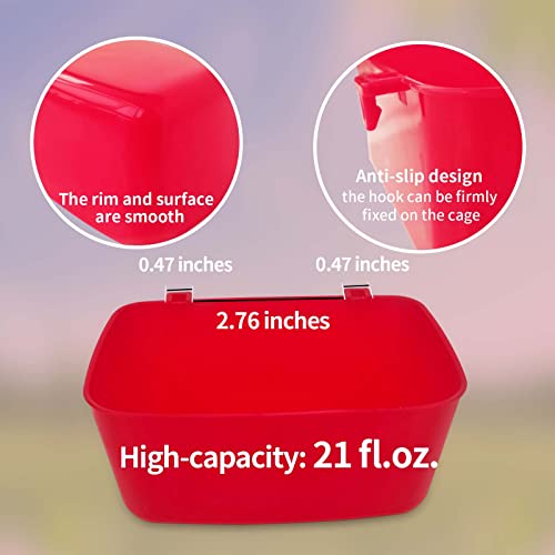 Feeder Waterer Chicken Food Water Cage Cups Puppy Cat Hanging Feeding Dish Rabbit Coop Bowl Watering Container Treats Drinker for Pigeon Bird Bath Basin Hamster Bed (21 FL.OZ. Pack of 6)