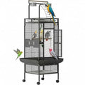 Garvee 60 inch Large Bird Cage with Rolling Stand, Metal Parrot Cage with Play Top & 4 Stainless Steel Bowls, Birdcage Pet House for Conure Cockatiel Parakeet Lovebird, Black | Play Top & 4 Stainless Steel Bowls, Rolling Birdcage Pet House for Conure Cock