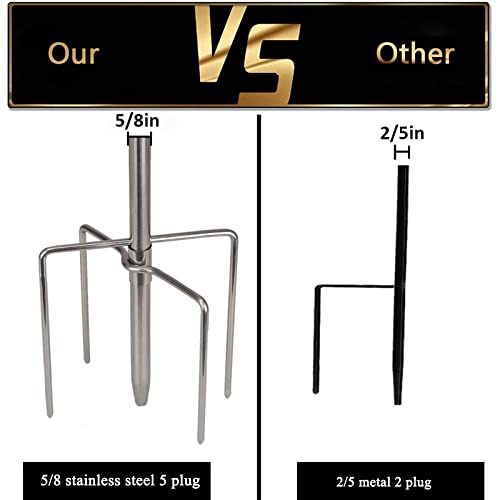 Shepherds Hook for Outdoor, 78 Inch Tall & 5/8 Inch Diameter Stainless Steel Heavy Duty Poles to Hang Outdoor Lights with 5 Prongs Base, Suitable for Bird Feeders or Wedding Decors(1pack) - color: Silver, size: 78inch