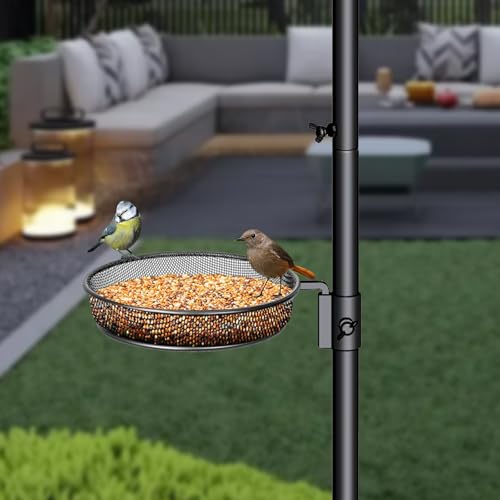 Bird Feeder Pole, 75 Inch 5 Hooks Heavy-Duty Feeder and Water Dispenser Shepherd, Bird Feeding Station with Ground Stake for Outdoors Shepherd Hook - size: 75IN