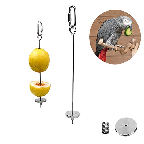 Bird Food Holder, Small Animal Fruit Vegetable Holder Stainless Steel Vegetable Skewer Foraging Hanging Food Feed Treating Tool for Parrots Cockatoo Cockatiel (2 Pcs) - color: 2 Pcs