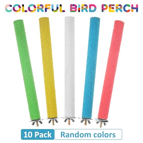 10 PCS Bird Perch Parrot Stand Wood Parrot Perch Stand Platform Natural Paw Grinding Stick Bird Cage Accessories for Budgies Cockatiels Cockatoo Conure Parakeet