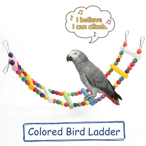 Bird Cage Ladder 24.5 x 3.93 in Climbing & Swing Toys Parakeets Cage Accessories Wooden Bird Playground Hanging Ladder for Small Birds Cockatiel(8 Steps)
