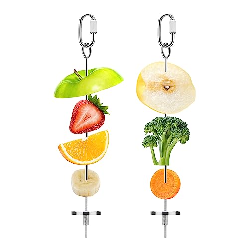 Bird Food Holder Stainless Steel Fruit Vegetable Stick Skewer for Parrots Cockatoo Cockatiel Cage Treating Tool (2 PCS-L) - size: 2 PCS-L