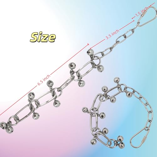 Fosrion Stainless Steel Parrot Chew Toy with Bell, 10.6" Durable Metal Bird Toy for Macaws, Cockatiels, Budgies - Cage Hanging Chew Chain (Ladder Chain with Double Bells) - color: Ladder Chain with Double Bells