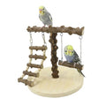Natural Wood Parrot Play Stand, Bird Gym with Ladder and Swing, Training Station, Climbing Playground for Budgies, Cockatiels, Lovebirds,Conures Small to Medium Birds