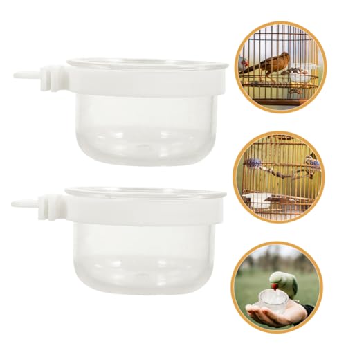 Toyvian Acrylic Bird Food Water Cups, 10pcs Detachable Hanging Cage Bowls for Parrots Parakeets Canaries Finches Clear Small Animal Feeder Dishes for Cages Easy to Clean
