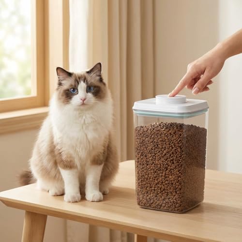 Dog Food Storage Containers 2 Pack, 4L/4.2 Qt Each Airtight Pet Canisters with One-Touch Lids, 130ml Scoops, BPA-Free Stackable Clear Kibble Holders for Kibble, Cat Food and Treats - size: 4.2Qt