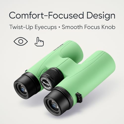 Barska Crush 10x42 Binoculars – Lightweight, Compact & Shockproof Design in Bright Colors for Hiking, Travel, Concerts, Sports, Great Gift Idea – Case & Strap Included - color: Pistachio Green