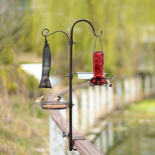 ERYTLLY Deck Hook Bird Feeder Pole Bird Feeder Porch Multi Hook Bird Feeding Station Kit Multi Feeder Hanging Kit Premium Bird Bath for Attracting Wild Birds Bird Feeder Planter Hanger - size: 32.2 Inch