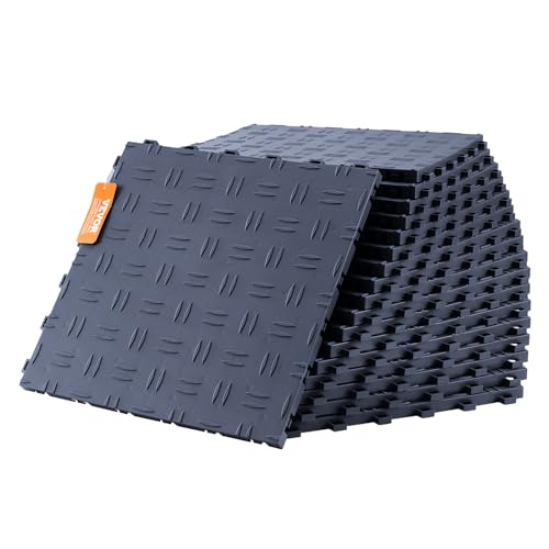 VEVOR Garage Floor Tiles 12 x 12 x 0.53 inch, Interlocking Design Ease of Installation Double-Sided Texture Non-Slip Sturdiness, for Garages, Basements, Repair Shops, Graphite Gray, 25 Pack - color: Graphite Gray, size: 25 Pack Tile