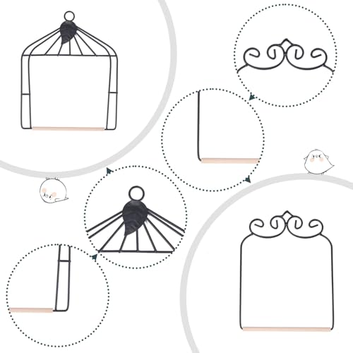 Metal Frame Hummingbird Swings and Perches with Wooden Dowel Black Bird Swing Outdoor Bird Perch Humming Bird Swing (2PK Different) - style: 2PK different