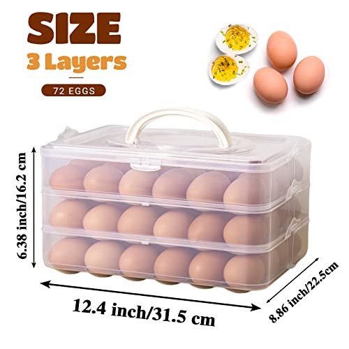 Anyumocz 72 Eggs Holder,3-Layer Deviled Egg Tray with Lid,Egg Containers for Deviled Egg,Egg Carrier Box Dispenser Container with Handle for Refrigerator - style: 3-Layer 72eggs