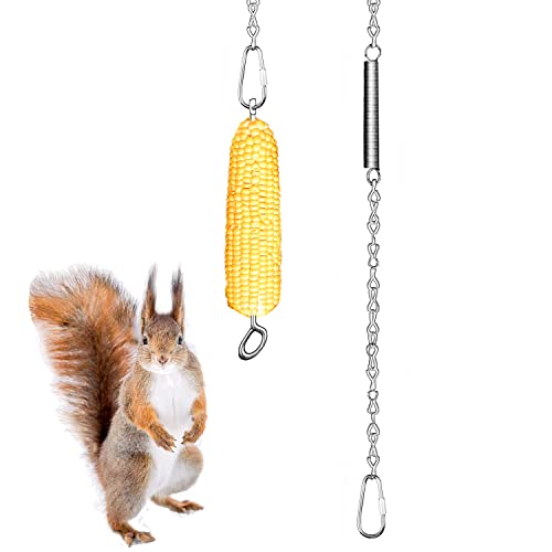 Hanging Squirrel Feeder Outside Corn Cobs Holder for Squirrels Chipmunk Funny Toy - color: STAINLESS STEEL A