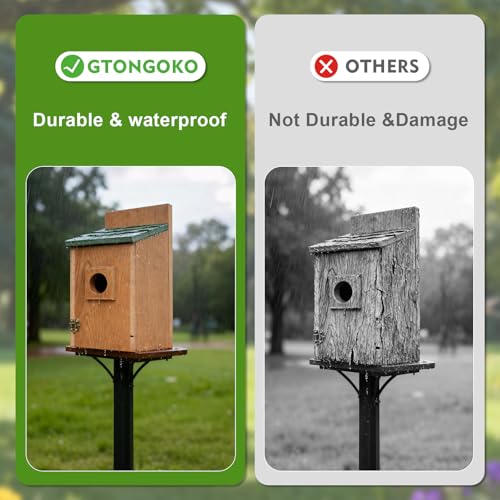 Gtongoko Recycled Plastic Bluebird Houses for Outside 1-1/2" Entrance Green | Predator Guard, Elevated Mesh Floor, Climbing Grooves, Clean-Out Door, Air Ventilation for Bluebirds, Swallows & Chickadees - color: Green & Brown-1 Pack