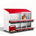 Outvita Two-Tier Chicken Nesting Box Red 8 Compartments | Metal Egg Laying Box with Rollout Egg Collection & Swing Perch for Backyard Chicken - color: Red, size: 44.6"L x 20.5"W x 31.1"H